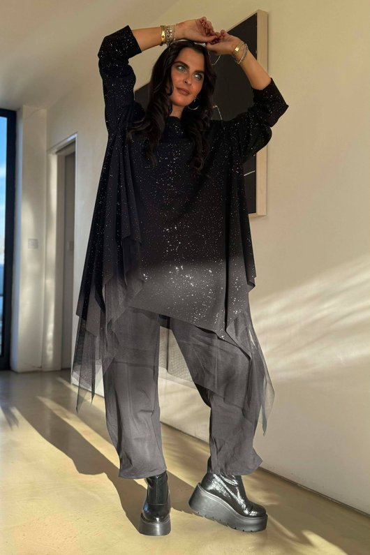 Celeste Tulle Top Black